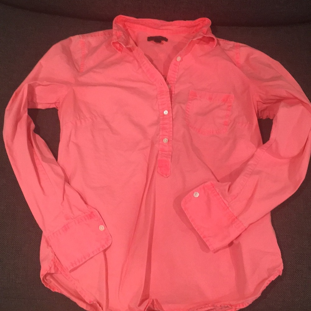 Neon pink pull over Jcrew shirt